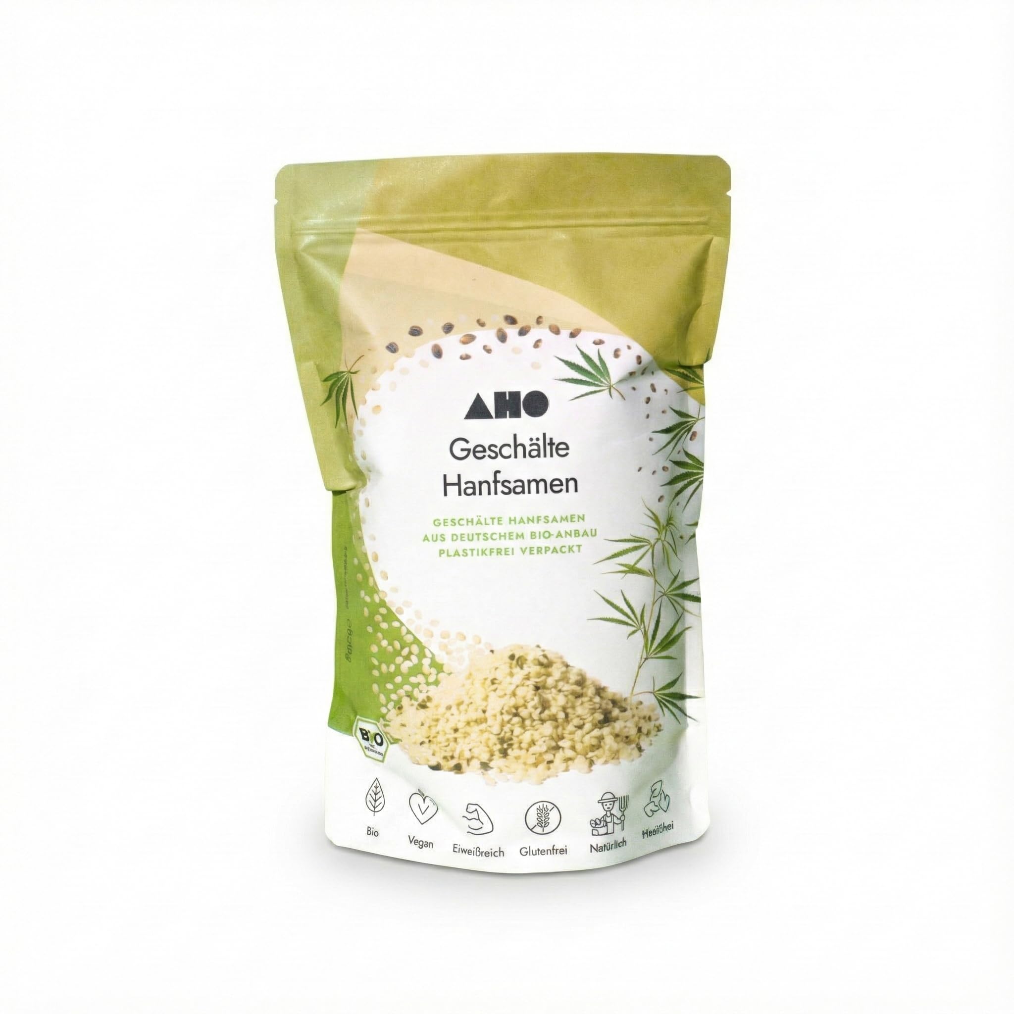 AHO Geschälte Bio Hanfsamen 850g aus Deutschland | Rohkostqualität | geschälte Hanfsamen aus deutscher Bio-Landwirtschaft | Vegan & Plastikfrei (850g)