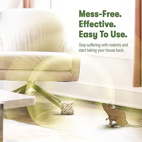 Miniatura 5 de BugMD Vamoose - Bolsas repelentes de roedores (1 paquete, 4 bolsas), ratas alimentadas por plantas, disuasorio de ratones para interiores