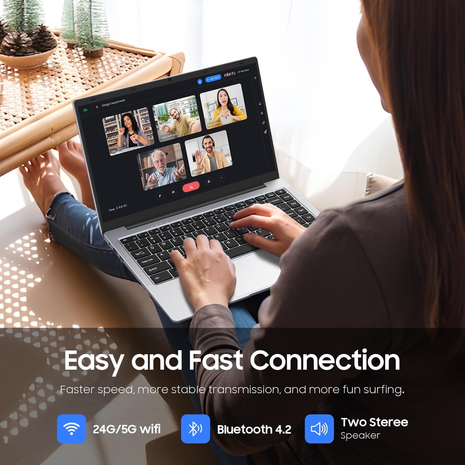 EYY 15.6" Laptop Computer, Laptops with 8GB RAM 256GB SSD, 100% sRGB Screen, Celeron N4000 Processor(up to 2.6GHz) Notebook, Dual Band WiFi丨BT 4.2丨HDMI丨Long Battery Life