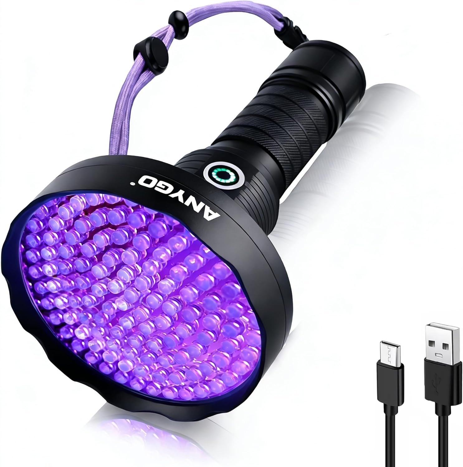 Rechargeable 128 LED UV Flashlight, Black Light for Pet Urine Detector Detection, Professional Black Light for Dog/Cat, Scorpions Hunting, Bed Bug Detection