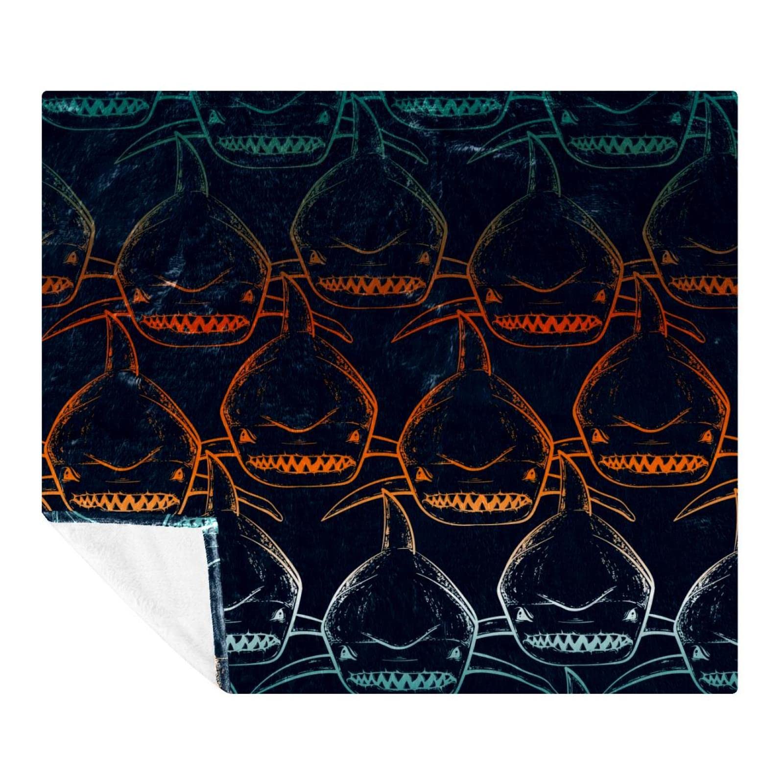 Couverture microfibre légère lit canapé voyage plaid requin doux adultes enfants 150x130 cm