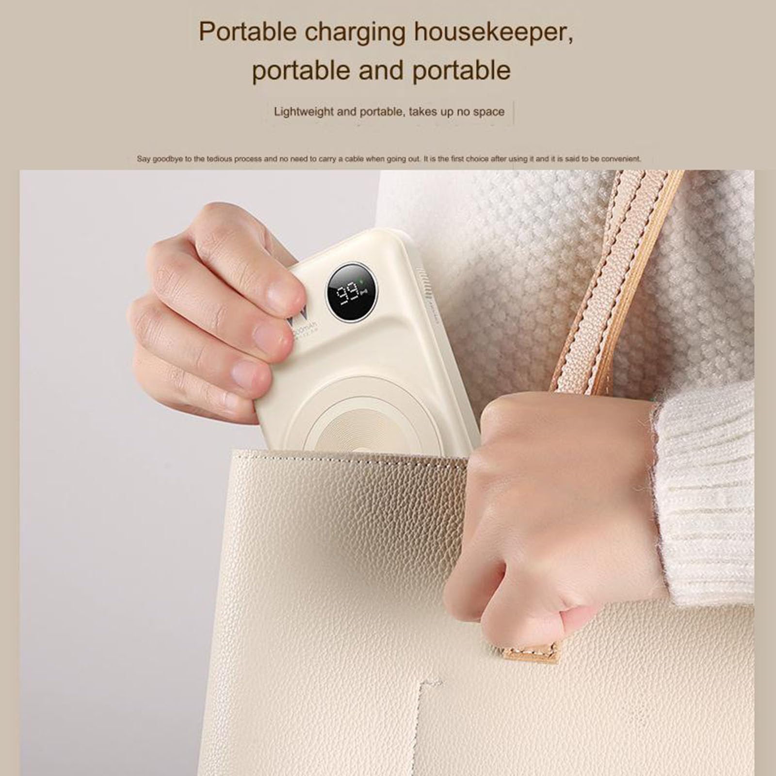 Batterie externe 10000Mah 20W + 22.5W, charge rapide, fil intégré, charge magnétique sans fil, Protection de sécurité Multiple, alimentation électrique Mobile,D