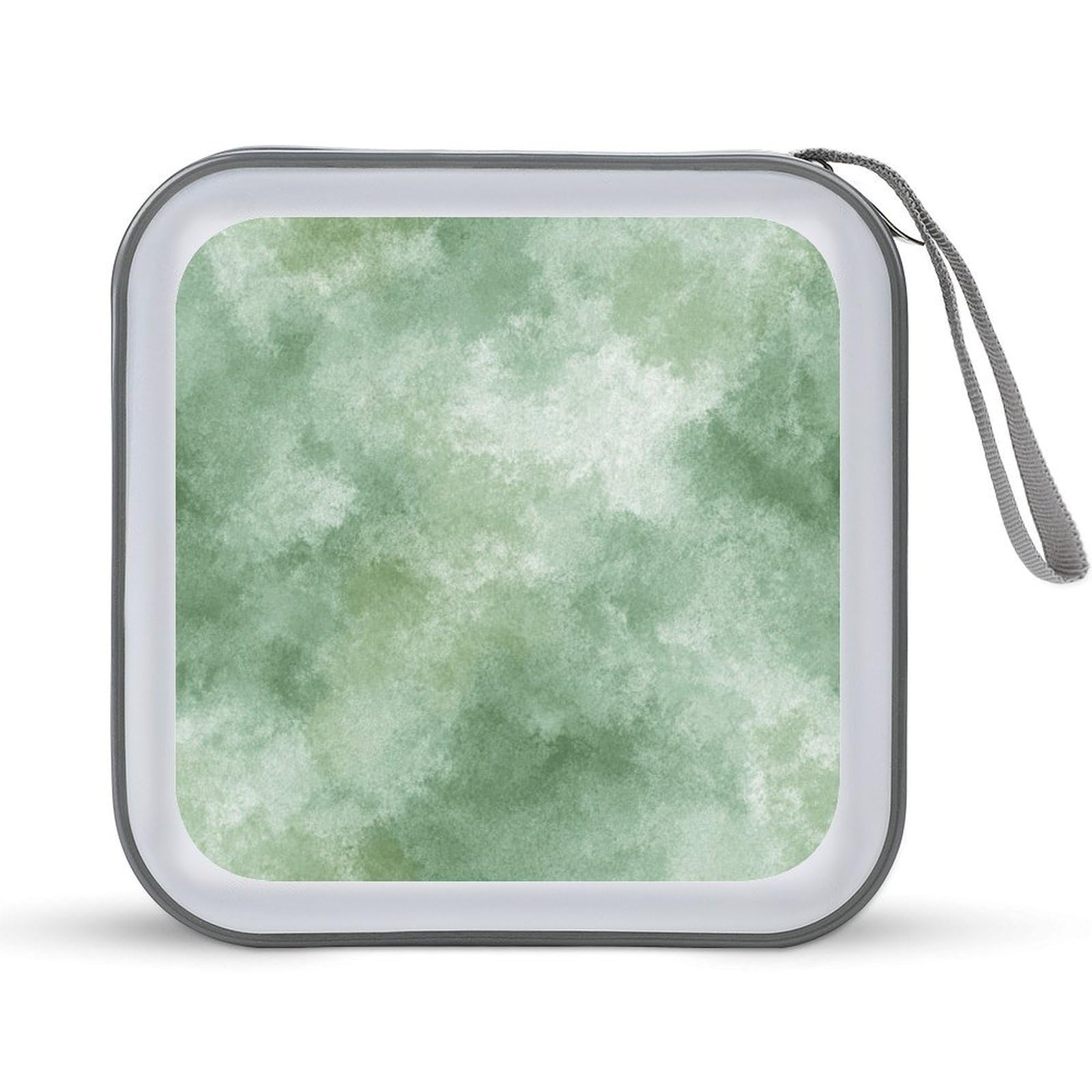 Jubonexis Watercolor Texture in A Muted Dusty Green CD Case DVD Storage Case Portable for Car Home Travel
