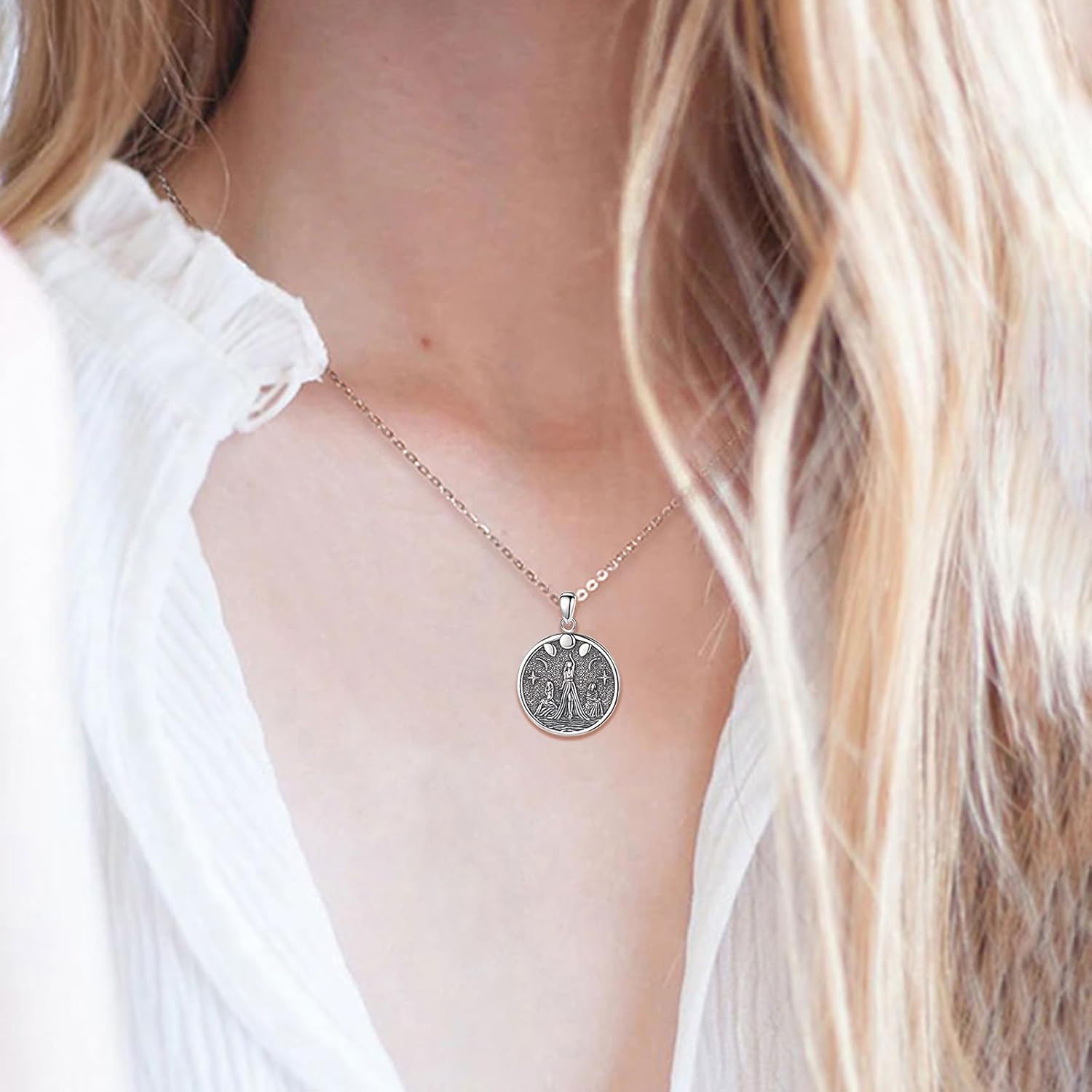 INFUSEU Mystical Hecate Triple Moon Goddess Necklaces, Divine Feminine Protection Gifts