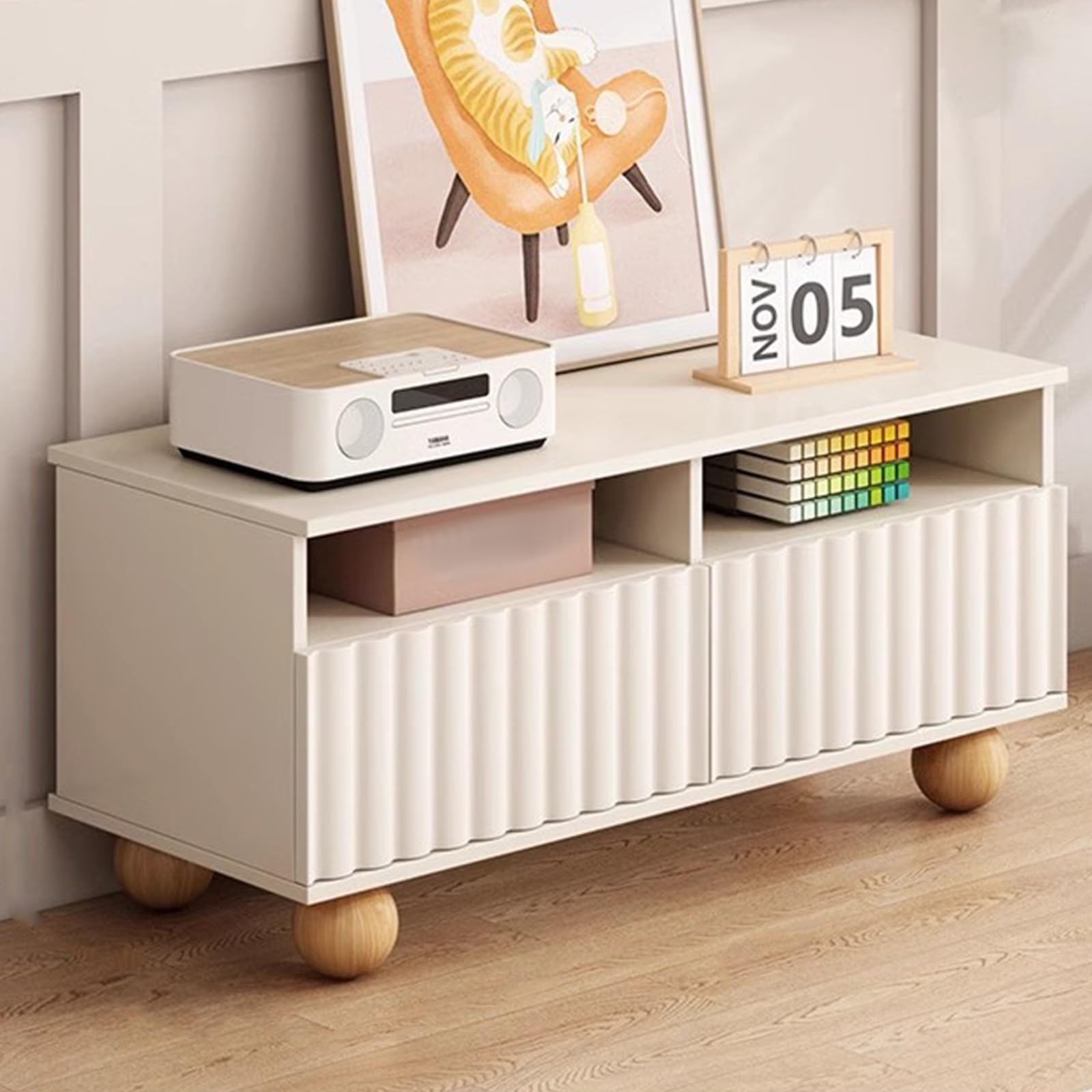 DFGHNBVC Tv Stand, Modern Tv Stand, Tv Entertainment Center, Living Room Tv Stand, Wood Tv Stand, Media Center, Television Stand With Cabinets, For Living Room, Bedroom,White-80Cm/32In