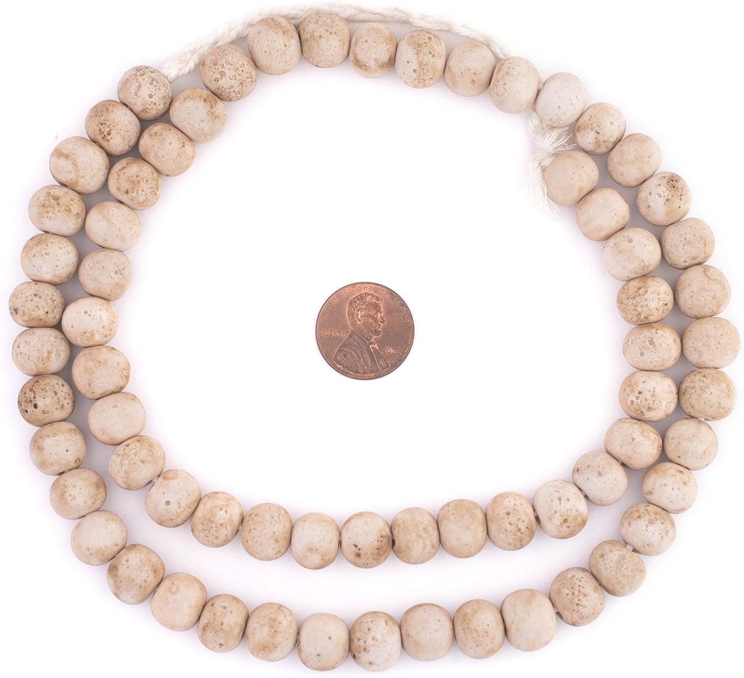The Bead Chest Cream Ancient Style Java Glass Beads (11mm)