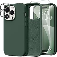 Vista 309 de GONEZ Funda de silicona para iPhone 14 Pro Max, compatible con MagSafe, con protector de pantalla + protector de lente de cámara, silicona líquida a