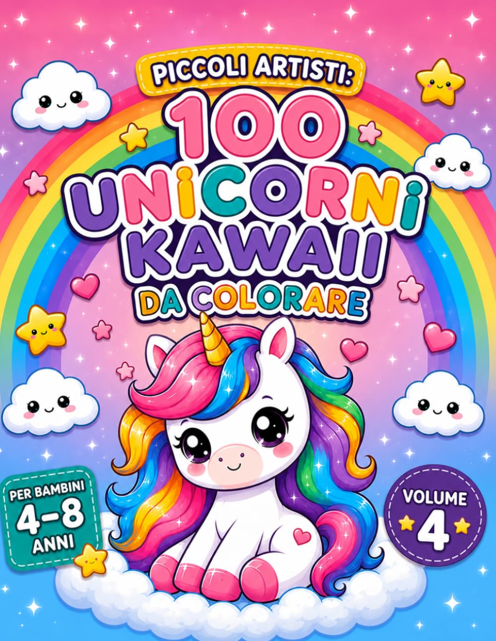 100 Unicorni Kawaii da Colorare: Un magico libro da colorare con 100 dolcissimi unicorni per bambine e bambini dai 4 agli 8 anni (Piccoli Artisti)