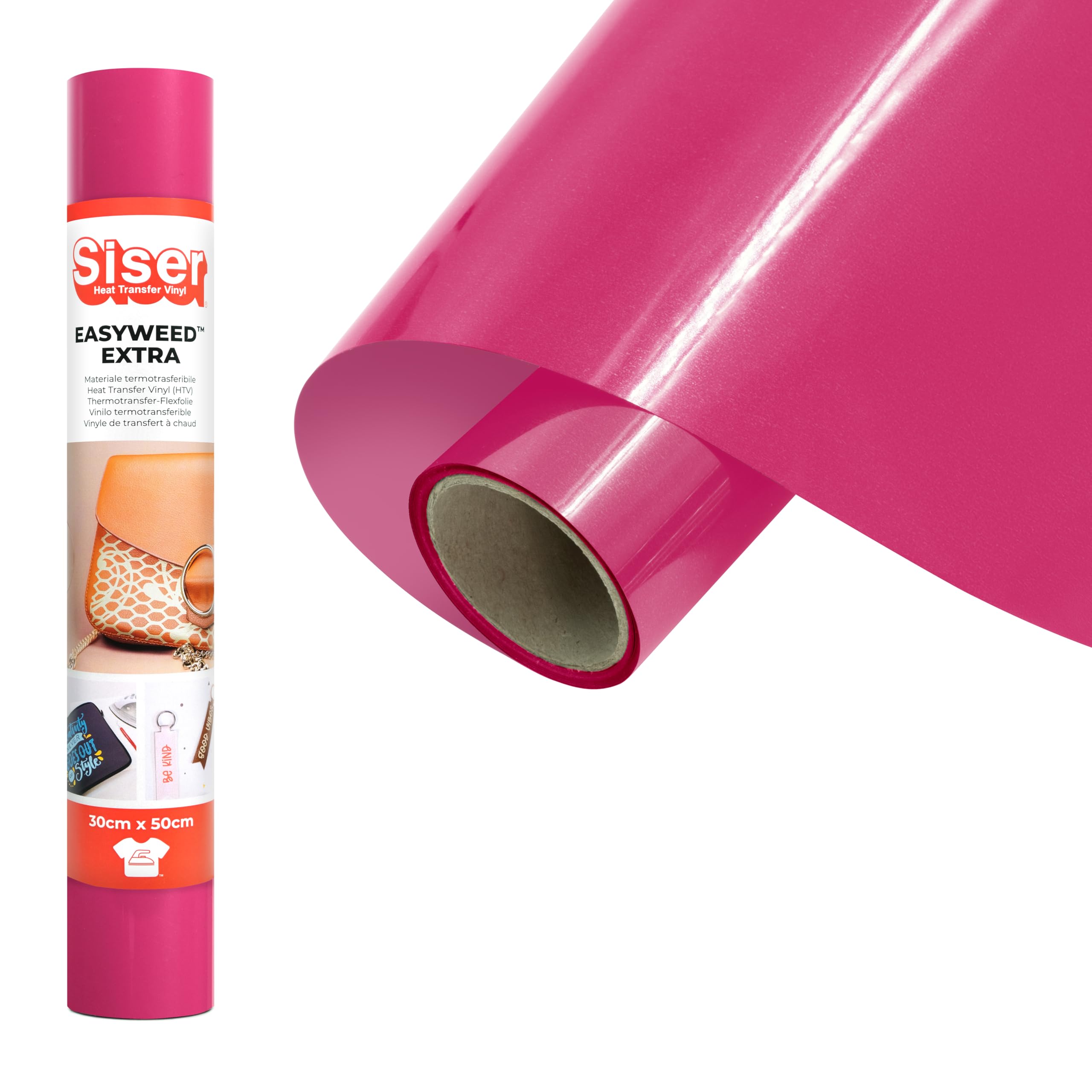 Siser® EasyWeed® Extra Fuchsia, 30 cm x 0.5 m, Heat Transfer Vinyl for Customising Nylon, Leather, Treated Fabrics