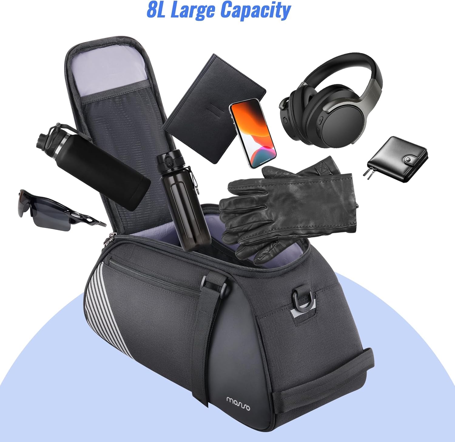 MOSISO Bike Rack Bag with Rain Cover, 8L Waterproof Bike Rear Bags Bicycle Trunk Bag Convertible to Backpack, Bicycle Storage Cycling Luggage Pouch with Shoulder Strap for Road Mountain Cycling, Black - Image 3