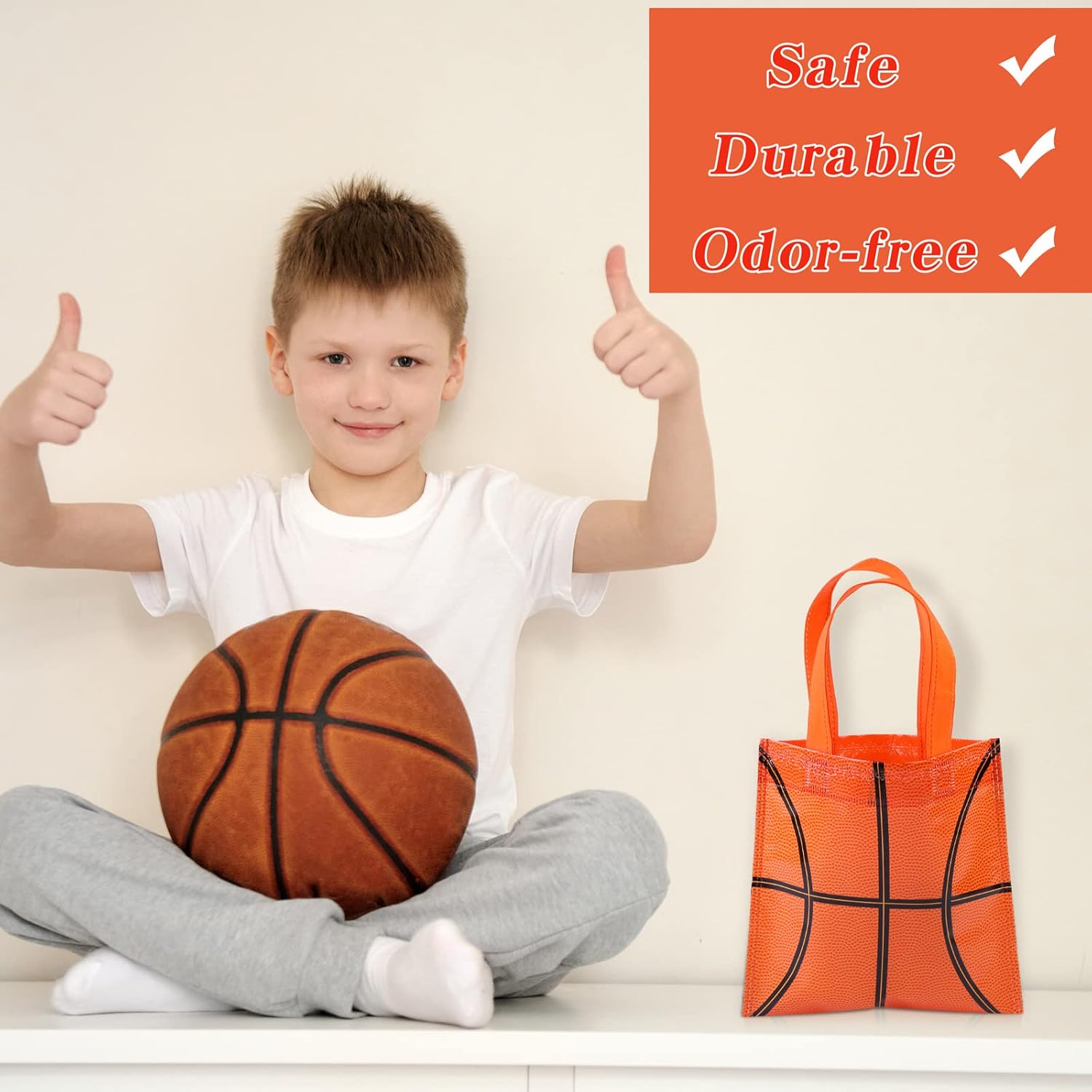 Mimind 24-Piece Basketball Non-Woven Party Favor Bags with Handles - 7.8 x 7.8 Inch, Perfect for Sports Theme Party, Baby Shower, Birthday - Image 5