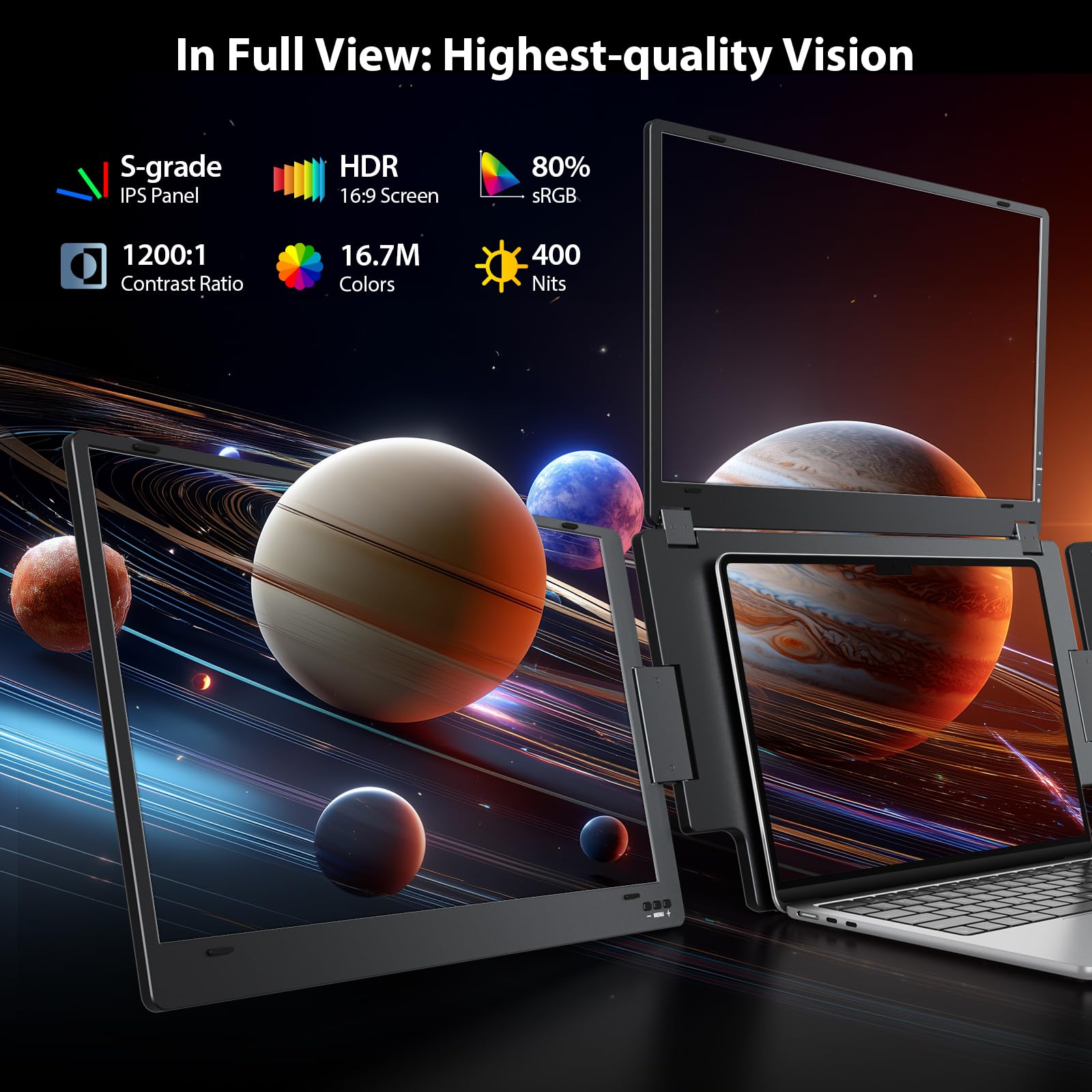 UPERFECT 18.5" 120Hz Portable Monitor, 125% sRGB Laptop Gaming Display | 1080P, HDR, FreeSync, 350 Nits Brightness, VESA Support, Stand Included, USB-C & Mini HDMI Screen for Gaming & Travel thumbnail 10