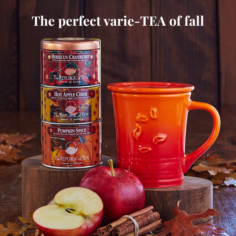 The Republic of Tea – Harvest Stackable Tea Tin, 36 Tea Bags, Hibiscus Cranberry Herb, Hot Apple Cider Herb, and Pumpkin Spice Black, Gluten Free - Image 3