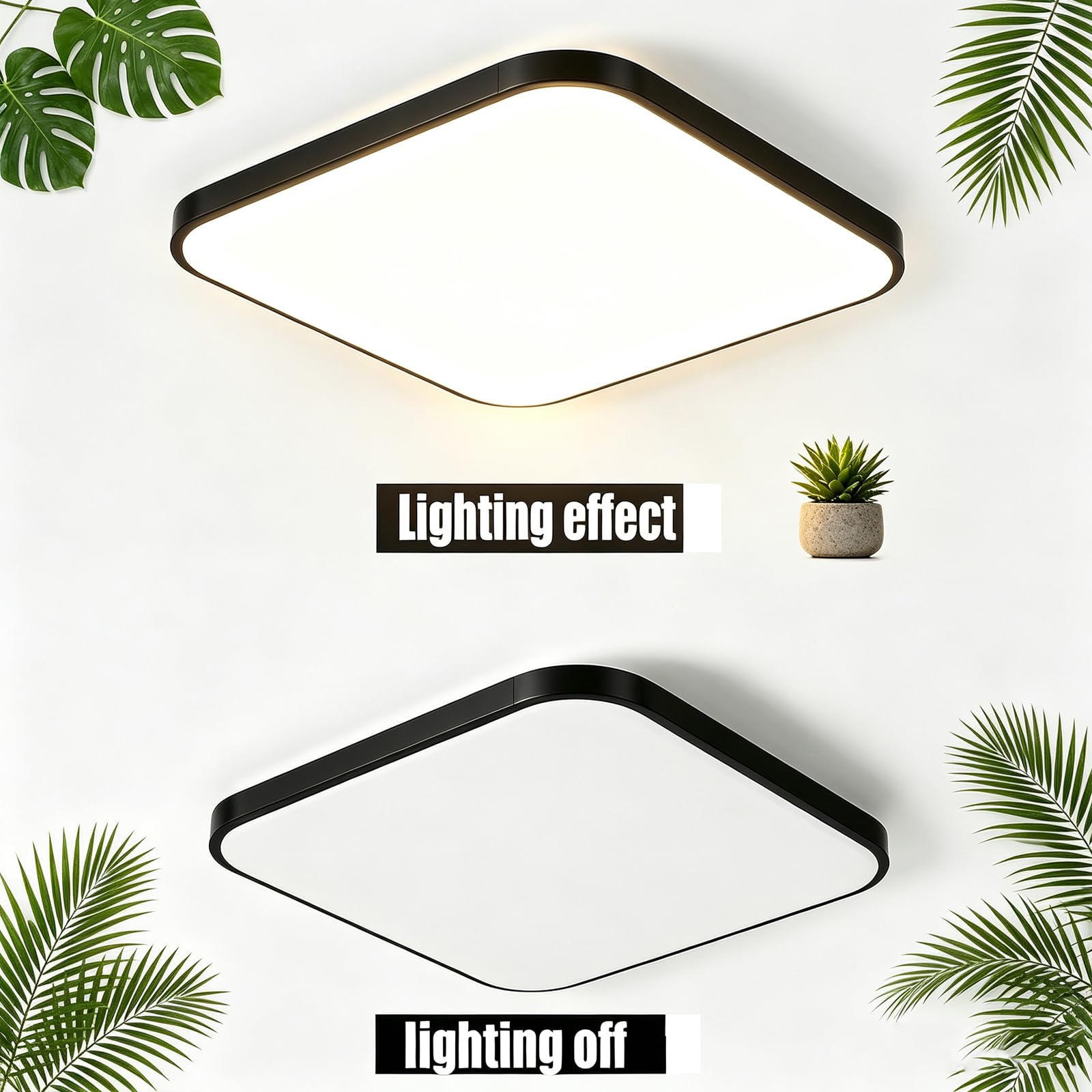 30 cm czarna kwadratowa oprawa sufitowa LED, energooszczędne źródło LED, 3 regulowane CCT, płaska lampa do piwnicy, garażu i pomieszczenia gospodarczego, 18 W