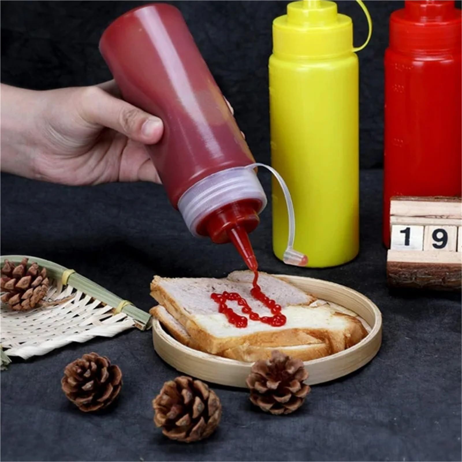 10 pz Condimento Bottiglie da spremere for Ketchup Senape Maionese Salse piccanti Olio d'oliva Gadget cucina 250 ML/360 ML/500 ML per Condimenti(450ML)