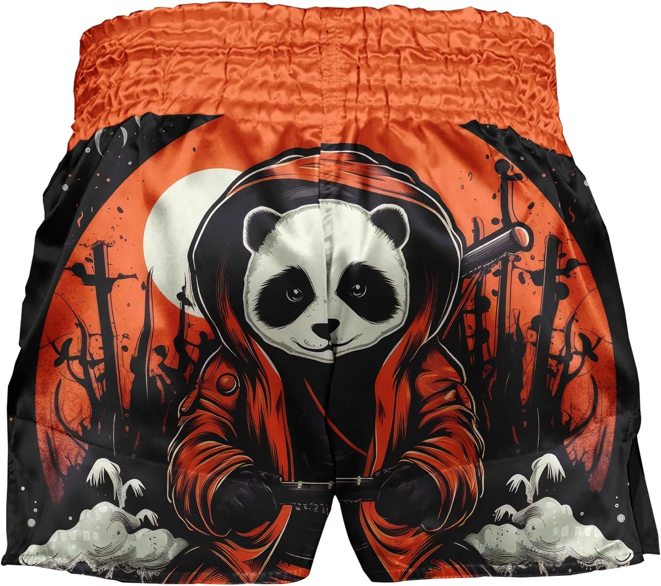 O2TEE Unisex Panda Samurai Muay Thai Shorts Training Boxing Clothing Martial Arts Trunks
