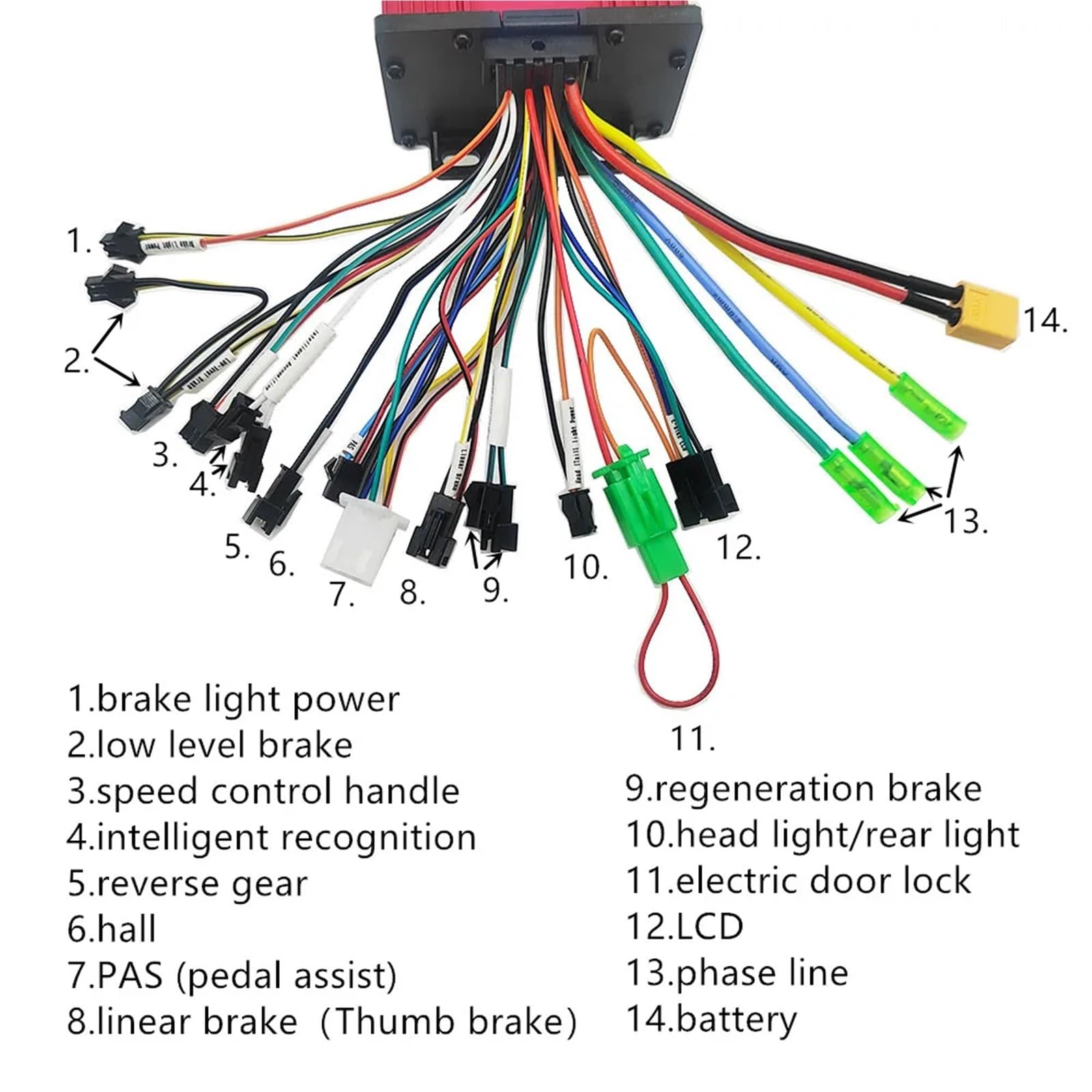 Sterownik bezszczotkowy do roweru elektrycznego/skutera elektrycznego 36 V, 48 V, 60 V, 1000 W, 1200 W, 1500 W, 40 A, z wyświetlaczem i przepustnicą (zestaw 36 V-60 V 34-40 A B)