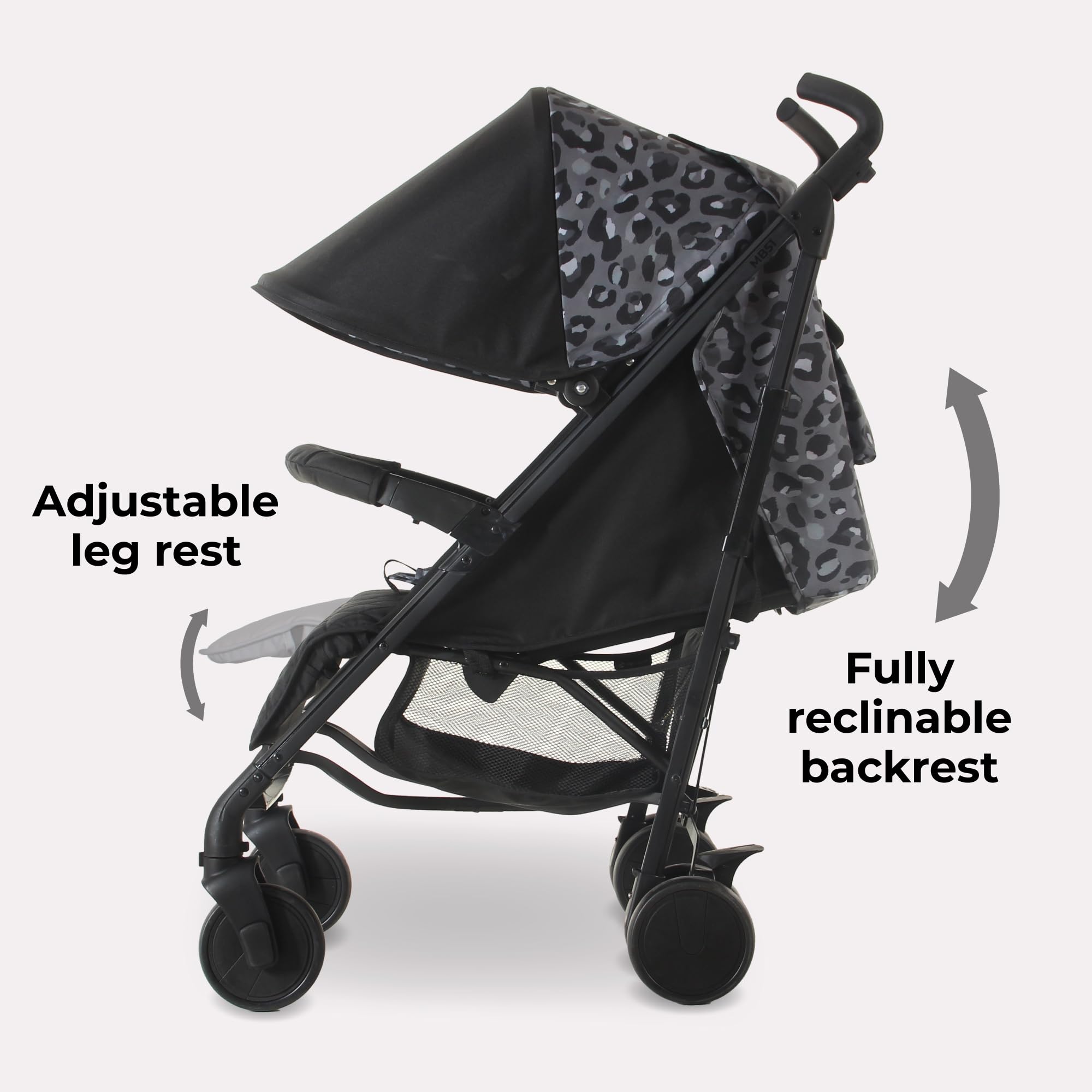 My Babiie MB51 Stroller – from Birth to 4 Years (22kg), Lightweight, Umbrella Fold, Travel Buggy for Toddlers, Pushchair Includes Footmuff, Cup Holder, Rain Cover - Black Leopard — view 7