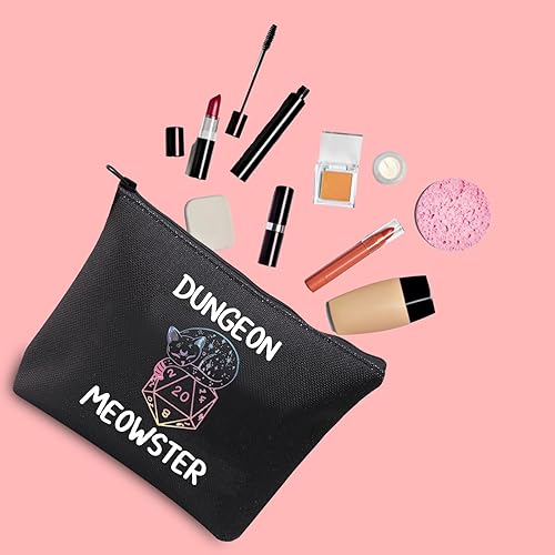 Miniatura 3 de JXGZSO Dungeon Meowster Bolsa de cosméticos Dungeons and Cat Lover Gift Funny DND Gamer Gift, Calabozo Moewster negro