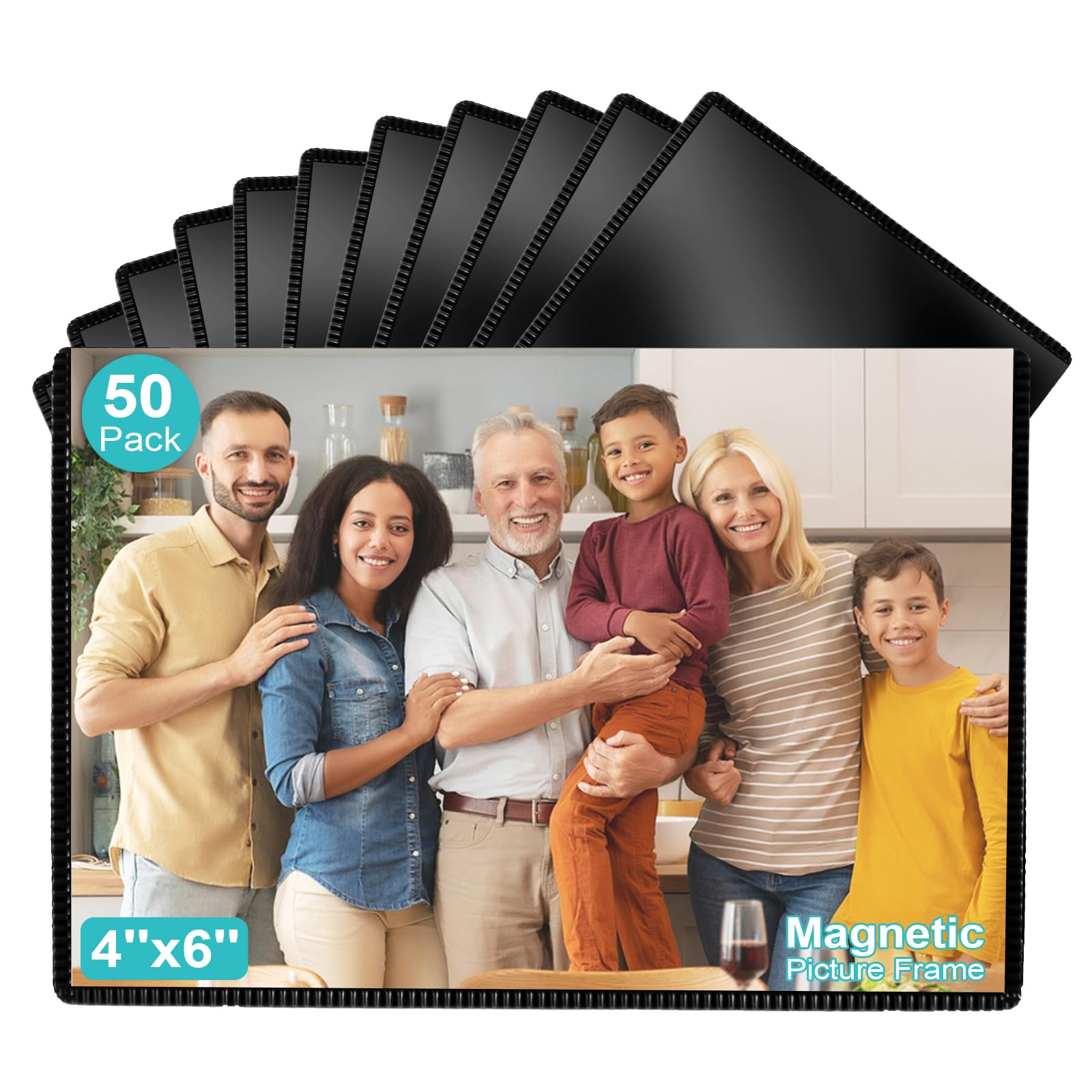 50-Pack Strong Magnetic Picture Frames For 4x6 Photos – Black Frames For Fridge, Lockers, Whiteboards - View #9