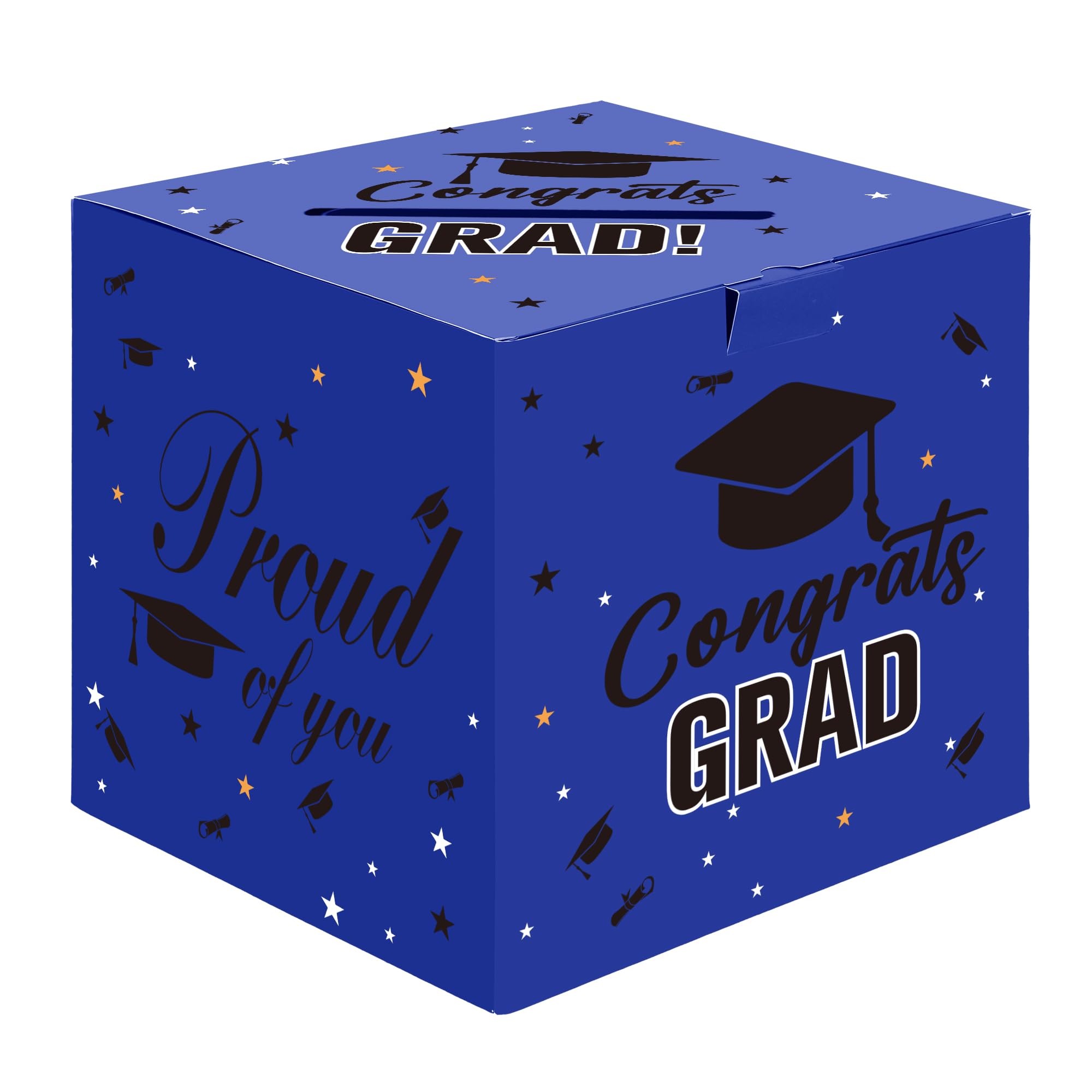 Graduation Card Box, 2025 Graduation Party Decorations Blue Card Box for Graduation Party 2025 Graduation Card Holder Foldable Congrats Grad Box for Gifts and Cards Graduation Party Favors Supplies