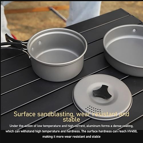 Miniatura 4 de Kit de utensilios de cocina para camping, juego de ollas y sartenes de larga duración, juego de cocina de camping para mochileros al aire libre,
