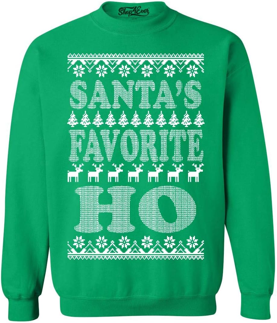 shop4ever Santa's Favorite Ho Crewnecks Ugly Christmas Sweatshirts