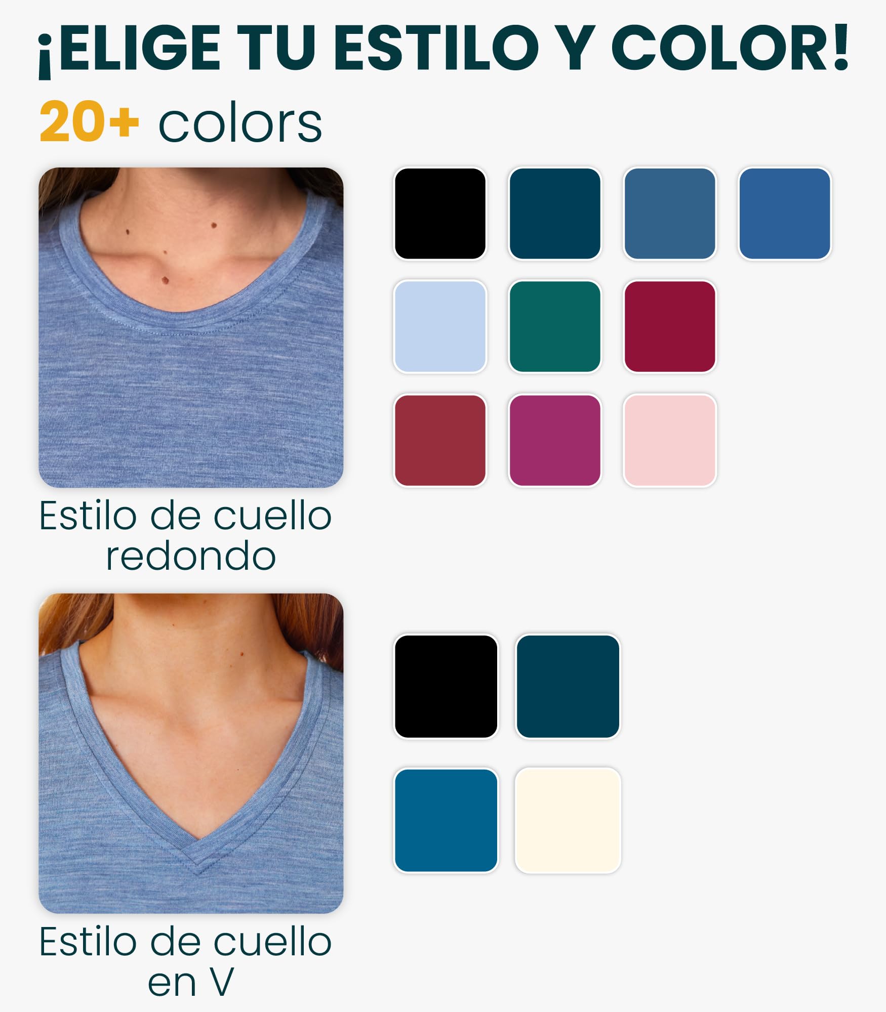 Merino.tech Camiseta Termica Lana Merino Mujer - Ropa Interior Base Layer 100% Lana Merino para Mujer