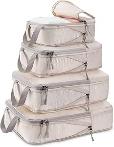 Meowoo Suitcase Organizer 5 Pieces - Packing Cubes Compression - XL, 2 × L, 2 × M - Space Saving Travel Travel Organizer - Travel Useful Accessories