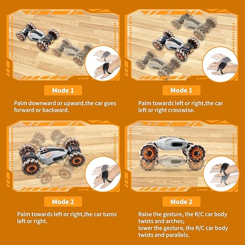Miniatura 7 de Coche de acrobacias a control remoto, 2.4 GHz, control remoto, sensor de gestos, vehículo todoterreno giratorio de doble cara, giros de 360 con