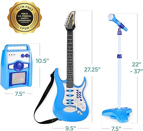 Vista 19 de Best Choice Products Juego de guitarra musical eléctrica para niños, kit de inicio de guitarra de juguete con 6 canciones de demostración, barra
