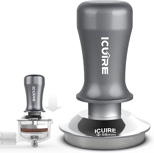 ICUIRE Manipulación de café expreso de 2.283in, manipulador de café premium para máquina de espresso con resorte calibrado, base plana de acero