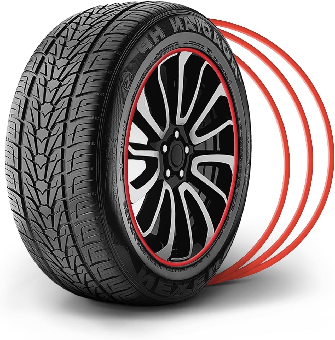 Wheel Rim Protector, 18" Automotive Alloy Wheel Protection Ring, Rim Edge Protector Ring - Strips for Curb Rash Prevention, Set of 4 Wheel Accessories Suitable for All Kinds of Vehicles RED 18 in