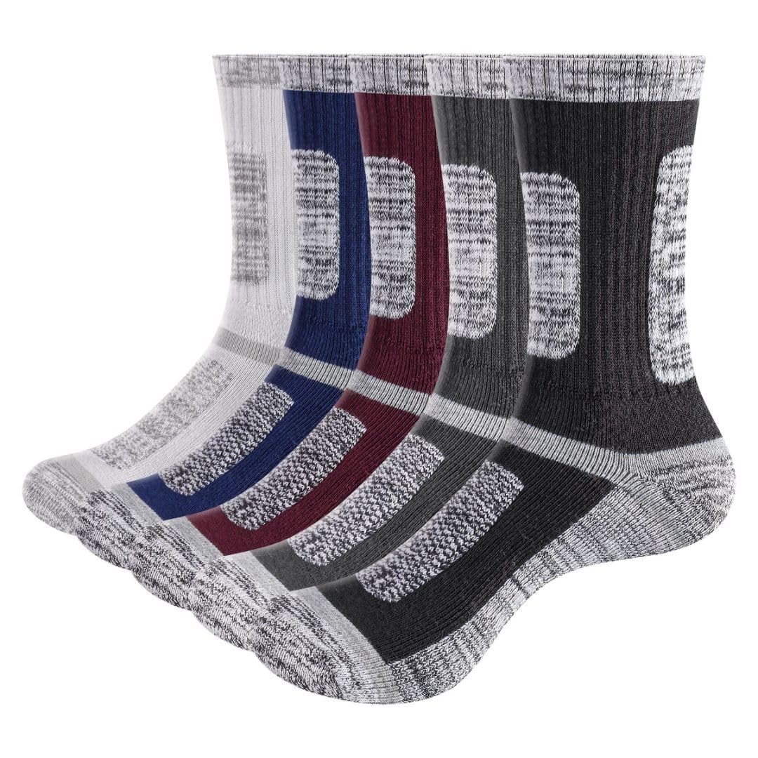 YUEDGE Casual Mens Socks Moisture Wicking Cushioned Athletic Socks Anti Sweat Work Socks Mid Calf Safety Boot Socks For Men