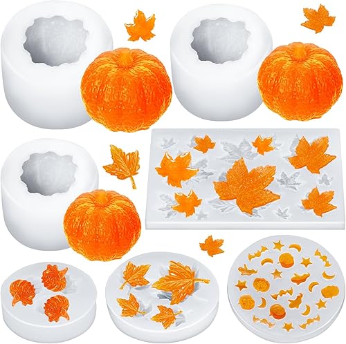 7 moldes para velas de calabaza, moldes de silicona para Halloween y Acción de Gracias para suministros de decoración de manualidades