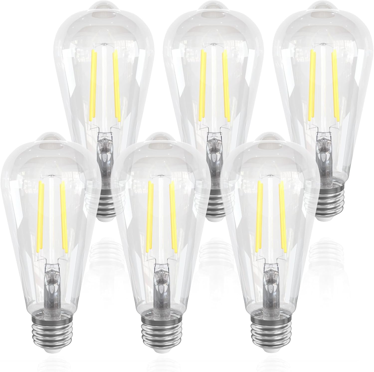 ORALUCE LED Edison Light Bulb 60 Watt Equivalent E26,Vintage Light Bulbs 6W 5000K Daylight White 700 Lumen, ST64 / ST21 Antique LED Filament for Ceiling Light Fixture, Non-dimmable, 6 Pack (Daylight White) Thumbnail