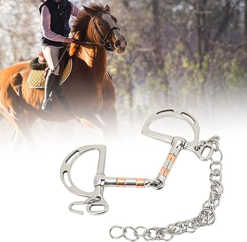 Miniatura 3 de TOPINCN Brocas de caballo Snaffle de acero inoxidable Pelham Horse Bit Accesorio ecuestre D Ring Snaffle Bit con cadena para boca de caballo de
