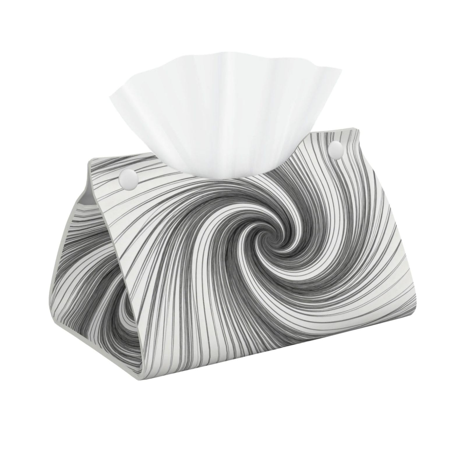 Spiral Line Art Long Leather Tissue Box Cover-Waterproof PU Leather Tissue Holder for Bathroom, Decorative Rectangular Tissue Case
