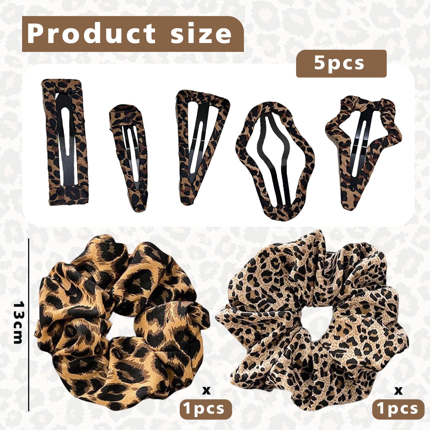 7 Pieces Leopard Print Silk Retro Elastic Ponytail Hair Bobbles Hair Accessories - Image 2