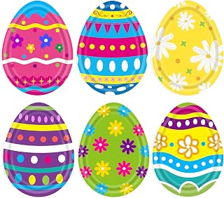 48Pcs Easter Paper Plates Oval, 7.9 x 5.9 Inch Easter Egg Party Plates Disposable Dessert Plates Dinner Plates for Spring Easter Party Decorations