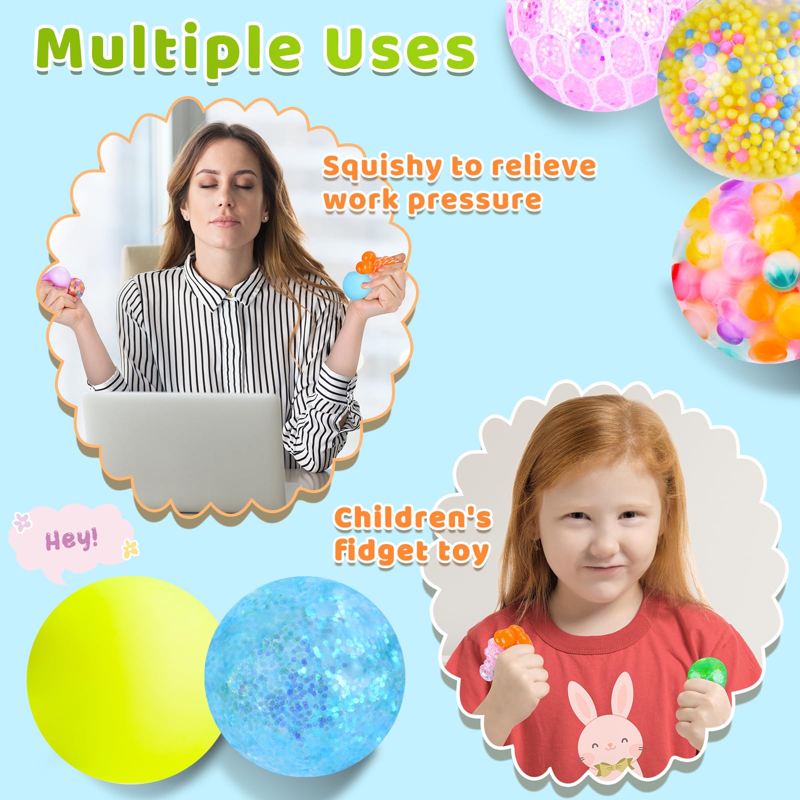 Bolas Antiestres 14 Piezas Pelota Antiestres Juguetes Sensoriales, Juguetes Antiestres Squeeze para Aliviar la Ansiedad para Niños y Adultos, Regalos Cumpleaños, Fiesta de Regalos, Premio para Clase