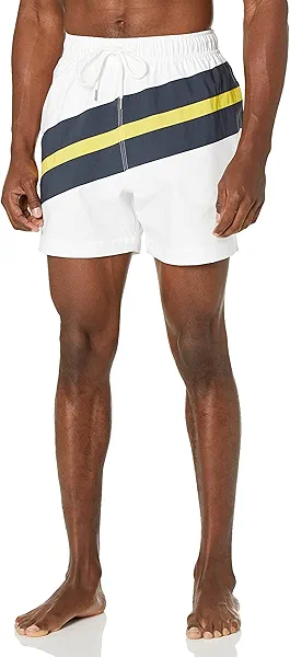 Brooks Brothers Men's Standard Diagonal Nautical Stripe Swim Trunks