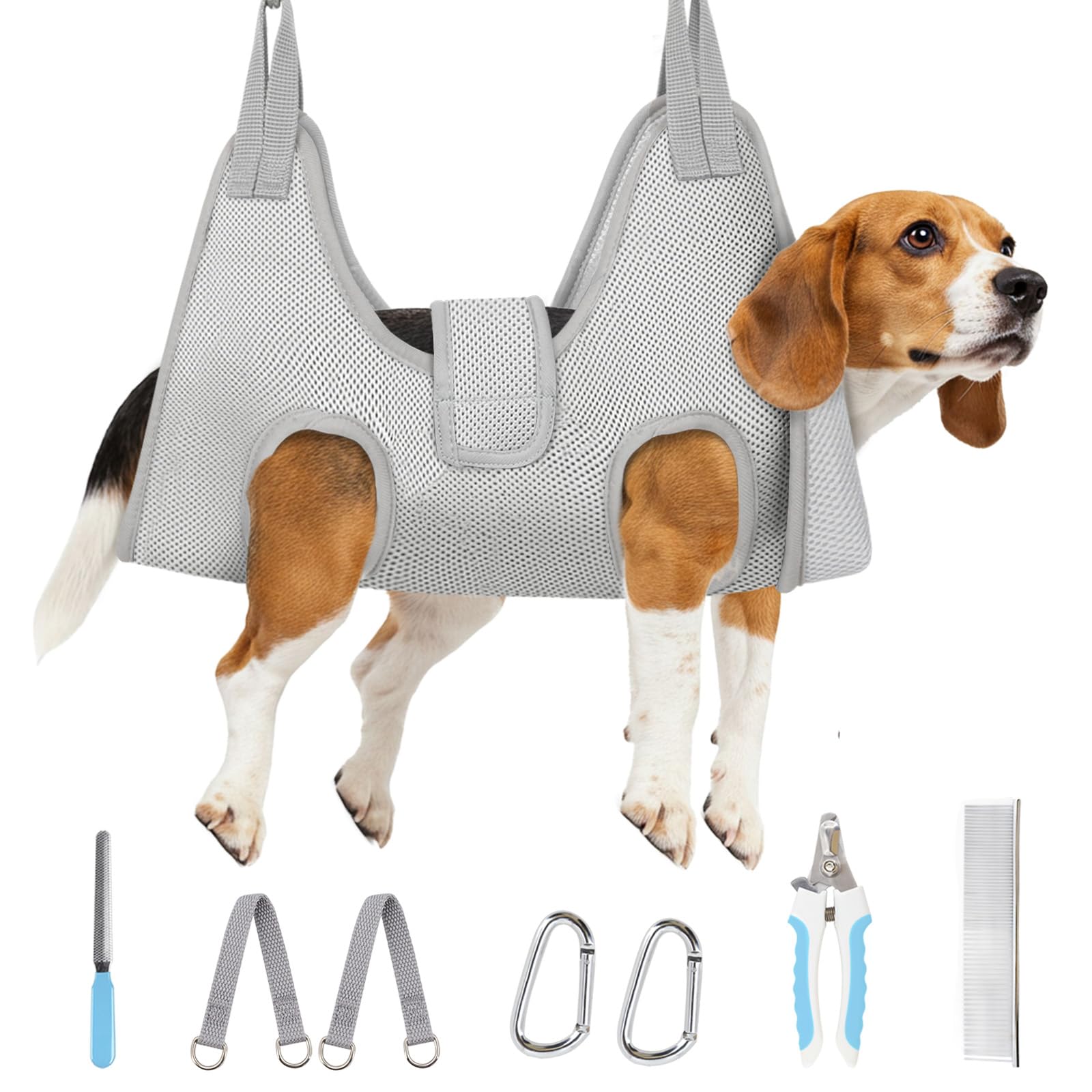Supet Dog Grooming Hammock for Large Dogs, Grey L
