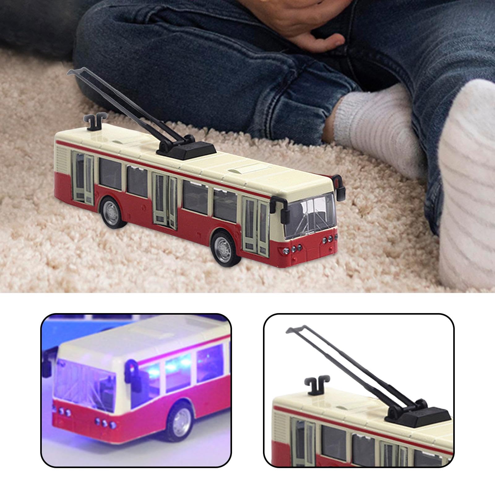 predolo Miniatur Straßenbahn Modell 1:90 Fahrzeug mit DREI Türen für Sammler und Dekoration, Rot