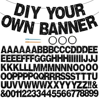 116 PCS A-Z DIY Letter Banner Kit Make Your Own Banner Including 111 Letters and Numbers 3 Rope and 2 Threading Device,Customized for Birthday Graduation Wedding Decor Black