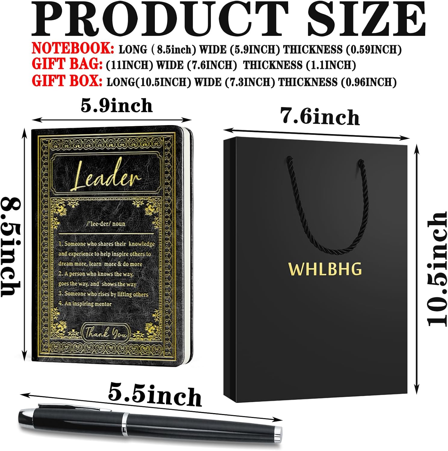 Leader Gift Leader Definition Lined Journal Notebook Mentor Gift Boss Gift Leader Appreciation Gift Leadership A5 Notebook Journal Boss Appreciation Gift,1 Pack (Black),(Leader-Black) - Image 2