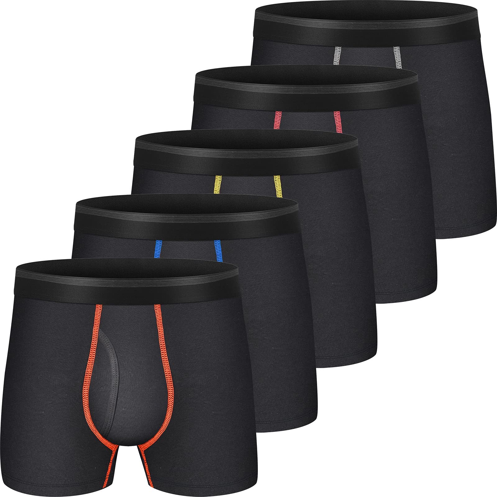 Men's Boxer Briefs 5 Pack No Ride-up Breathable Comfortable Cotton Sport Underwear (A 5 Pack Multicolor (Fly), Small)