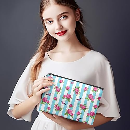 Miniatura 7 de Dacawin Bolsa de cosméticos de flores de girasol para mujer, bolsas de maquillaje de flores amarillas, bolsa de aseo a cuadros blancos y negros,