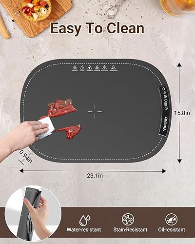 Miniatura 8 de Bandeja de calentamiento eléctrica, alfombrilla plegable para calentar alimentos con 7 ajustes de temperatura y temporizador de 1 a 4 horas,