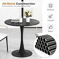 Vista 5 de GOFLAME 31.5” Modern Round Dining Table, Tulip Table with Metal Top and Base, Small Pedestal Table with Anti-Slip PP Ring, Bistro Table for Dining